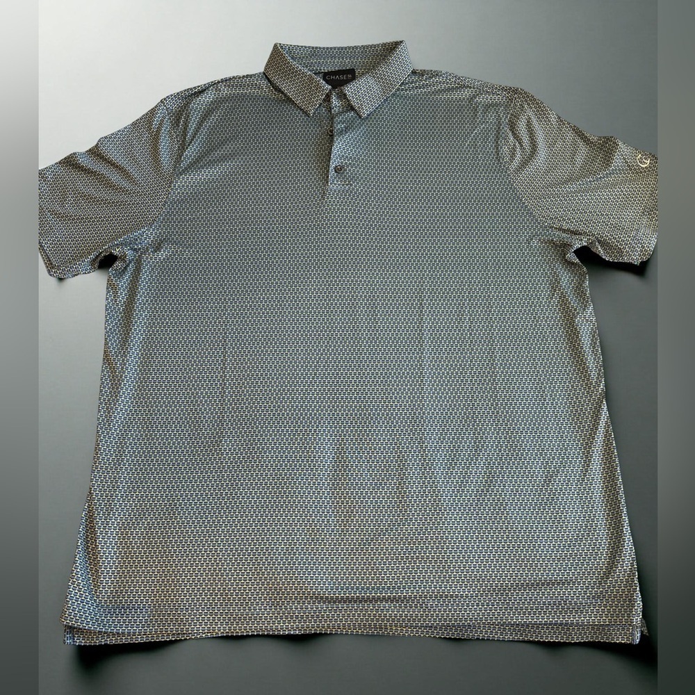CHASE 54 XL POLO GOLF SS LEISURE WEAR GREEN WITH BLUE DESIGN SEE PHOTO DESC